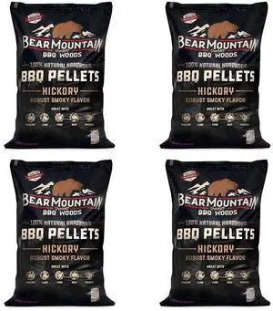 Bear Mountain Premium BBQ Woods FK14 Premium All Natural Low Moisture Hardwood Smoky Hickory BBQ Smoker Pellets for Outdoor Grilling, 20 Pound Bag (Pack of 4) Bear Mountain Premium BBQ Woods FK14 Premium All Natural Low Moisture Hardwood Smoky Hickory BBQ Smoker Pellets for Outdoor Grilling, 20 Pound Bag (Pack of 4)