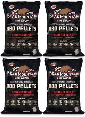 Bear Mountain FK99 Premium All Natural Low Moisture Hardwood Smoky Gourmet Blend BBQ Smoker Pellets for Outdoor Grilling, 20 Pound Bag (4 Pack) Bear Mountain FK99 Premium All Natural Low Moisture Hardwood Smoky Gourmet Blend BBQ Smoker Pellets for Outdoor Grilling, 20 Pound Bag (4 Pack)