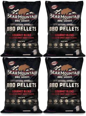 Bear Mountain FB99 All Natural Low Moisture Hardwood Smoky Gourmet Blend BBQ Smoker Pellets for Outdoor Grilling, 40 Pound Bag (4 Pack) Bear Mountain FB99 All Natural Low Moisture Hardwood Smoky Gourmet Blend BBQ Smoker Pellets for Outdoor Grilling, 40 Pound Bag (4 Pack)
