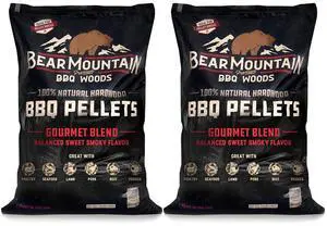 Bear Mountain BBQ 2-Pack Gourmet Blend Wood Pellets, Natural Hardwood for Grills & Smokers - 40 Pound Bags, Low Moisture Pellet, Sweet Smoky Flavor for All Types of Meat, Seafood, and Veggie Bear Mountain BBQ 2-Pack Gourmet Blend Wood Pellets, Natural Hardwood for Grills & Smokers - 40 Pound Bags, Low Moisture Pellet, Sweet Smoky Flavor for All Types of Meat, Seafood, and Veggie