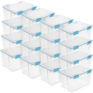 Sterilite 16-Pack Gasket Box, Weather-Resistant Storage Bins with Latching Lids, 54 Quart - Heavy-Duty Organizing Containers for Closet, Bathroom, and Office Sterilite 16-Pack Gasket Box, Weather-Resistant Storage Bins with Latching Lids, 54 Quart - Heavy-Duty Organizing Containers for Closet, Bathroom, and Office