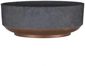 The HC Companies 8 Inch Round Plastic Succulent Capri Bowl 8"x8"x3" in Faux Concrete Color with Copper Band The HC Companies 8 Inch Round Plastic Succulent Capri Bowl 8"x8"x3" in Faux Concrete Color with Copper Band