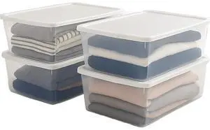 HOMZ 4-Pack Snaplock, Small Clear Plastic Storage Organizer Bins w/Lids, 12 Quart, White - Stackable Container Boxes for Bedroom, Bathroom, Garage, and Office Organization HOMZ 4-Pack Snaplock, Small Clear Plastic Storage Organizer Bins w/Lids, 12 Quart, White - Stackable Container Boxes for Bedroom, Bathroom, Garage, and Office Organization