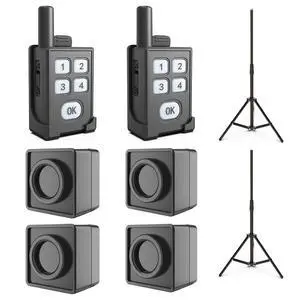 Portable Outdoor Perimeter Alarm System- 2 Receivers+4 Sensors | 1/4 Mile Waterproof Wireless Motion Sensor&Detector- Personal Security for RV Alert Portable Outdoor Perimeter Alarm System- 2 Receivers+4 Sensors | 1/4 Mile Waterproof Wireless Motion Sensor&Detector- Personal Security for RV Alert