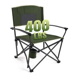 Oversized Heavy Duty Camping Chairs for Adults 400LBS Capacity | Portable Folding Lawn Chair with Airflow Backrest, Durable Steel Frame, Cup Holder, Carry Bag for Outdoor, Sports, Fishing Oversized Heavy Duty Camping Chairs for Adults 400LBS Capacity | Portable Folding Lawn Chair with Airflow Backrest, Durable Steel Frame, Cup Holder, Carry Bag for Outdoor, Sports, Fishing