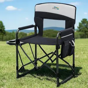 Camping Directors Chair with Side Table & Breeze Mesh Backrest | Oversized Heavy Duty Lawn Chairs with Pocket, 1-Step Setup Portable Folding Camp Chair for Beach, Sports, Fishing, Tailgating Camping Directors Chair with Side Table & Breeze Mesh Backrest | Oversized Heavy Duty Lawn Chairs with Pocket, 1-Step Setup Portable Folding Camp Chair for Beach, Sports, Fishing, Tailgating