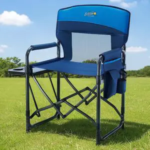 Camping Directors Chair with Side Table & Breeze Mesh Backrest | Oversized Heavy Duty Lawn Chairs with Pocket, 1-Step Setup Portable Folding Camp Chair for Beach, Sports, Fishing, Tailgating Camping Directors Chair with Side Table & Breeze Mesh Backrest | Oversized Heavy Duty Lawn Chairs with Pocket, 1-Step Setup Portable Folding Camp Chair for Beach, Sports, Fishing, Tailgating