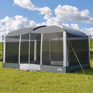 Screen House Tent 13x9 FT with Netting Mesh & 2 Magnetic Doors | Portable Sunshade Screen Room Canopy Shelter with Projection Screen for 12 People, Outdoor Gazebo for Backyard Camping Patio Screen House Tent 13x9 FT with Netting Mesh & 2 Magnetic Doors | Portable Sunshade Screen Room Canopy Shelter with Projection Screen for 12 People, Outdoor Gazebo for Backyard Camping Patio