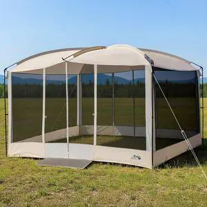 Screen House Tent 13x9 FT with Netting Mesh & 2 Magnetic Doors | Portable Sunshade Screen Room Canopy Shelter with Projection Screen for 12 People, Outdoor Gazebo for Backyard Camping Patio Screen House Tent 13x9 FT with Netting Mesh & 2 Magnetic Doors | Portable Sunshade Screen Room Canopy Shelter with Projection Screen for 12 People, Outdoor Gazebo for Backyard Camping Patio