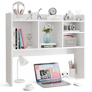 Wooden Desktop Bookshelf with 6 Shelves3-Tier Desk Organizer Hutch for Computer Desk, Home or Office (White) Wooden Desktop Bookshelf with 6 Shelves3-Tier Desk Organizer Hutch for Computer Desk, Home or Office (White)
