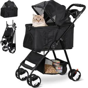 Pet Stroller 4 Wheels Dog Cat Stroller for Small Medium Dog Cats Carrier Jogger Travel Foldable Puppy with Detachable Carrier Pet Stroller 4 Wheels Dog Cat Stroller for Small Medium Dog Cats Carrier Jogger Travel Foldable Puppy with Detachable Carrier