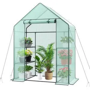 3 Tier 6 Shelves Mini Walk-in Greenhouse, 56 x 28 x 76 inch, Durable PE Cover Green House Kit with Anchors and Ropes, Outdoor Plant Gardening Hot House for Growing Vegetables, Flowers 3 Tier 6 Shelves Mini Walk-in Greenhouse, 56 x 28 x 76 inch, Durable PE Cover Green House Kit with Anchors and Ropes, Outdoor Plant Gardening Hot House for Growing Vegetables, Flowers