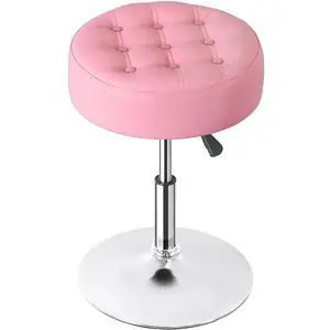 Vanity Chair Stool Modern Tufted Round Ottoman Stool Swivel Makeup Chair for Bathroom Bedroom Living Room (Pink) Vanity Chair Stool Modern Tufted Round Ottoman Stool Swivel Makeup Chair for Bathroom Bedroom Living Room (Pink)