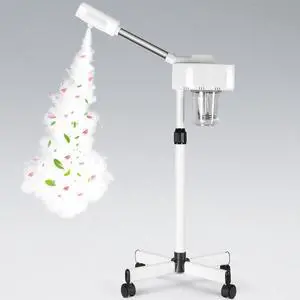 Professional Facial Steamer On Wheels Ionic Ozone with Hot Mist Function Stand Facial Steamer for Personal Home Salon Spa Skin Cleaning Professional Facial Steamer On Wheels Ionic Ozone with Hot Mist Function Stand Facial Steamer for Personal Home Salon Spa Skin Cleaning