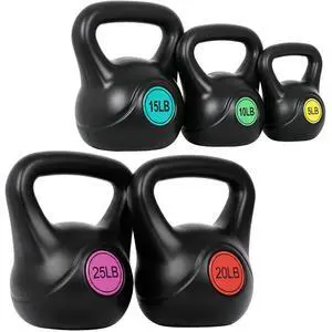 Kettlebell Set with Wide Grip Flat Base 5lb, 10lb, 15lb, 20lb, 25lb for Home Gym Exercise Weightlifting Strength Core Training Fitness Kettlebell Set with Wide Grip Flat Base 5lb, 10lb, 15lb, 20lb, 25lb for Home Gym Exercise Weightlifting Strength Core Training Fitness