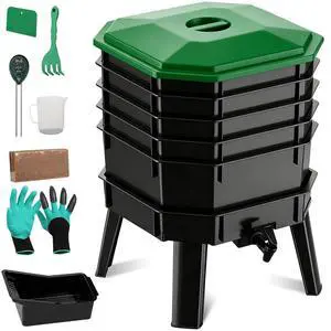 72.5L 5-Layer Stackable Worm Compost Bin, Complete Inclusive Worm Farm Kit with Easy Setup Design, Indoor Outdoor Worm Composter for Recycling Kitchen Food Waste & Organic Compost Making 72.5L 5-Layer Stackable Worm Compost Bin, Complete Inclusive Worm Farm Kit with Easy Setup Design, Indoor Outdoor Worm Composter for Recycling Kitchen Food Waste & Organic Compost Making