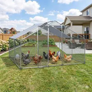 Large Metal Chicken Coop, Wire Mesh Chicken Run House, Poultry Cage with Waterproof Cover for Hen Duck Rabbits Habitat, Walk-in Chicken Pens Large Metal Chicken Coop, Wire Mesh Chicken Run House, Poultry Cage with Waterproof Cover for Hen Duck Rabbits Habitat, Walk-in Chicken Pens
