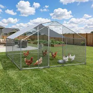 Large Metal Chicken Coop, Wire Mesh Chicken Run House, Poultry Cage with Waterproof Cover for Hen Duck Rabbits Habitat, Walk-in Chicken Chicks Pen Large Metal Chicken Coop, Wire Mesh Chicken Run House, Poultry Cage with Waterproof Cover for Hen Duck Rabbits Habitat, Walk-in Chicken Chicks Pen