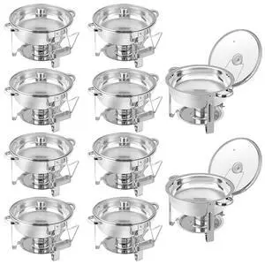 Chafing Dish Buffet Set 5 QT Stainless Steel Chafing Dishes Round Buffet Food Warmer Chafers Set for Parties Catering Event with Glass Lid, Lid Holder 10 packs Chafing Dish Buffet Set 5 QT Stainless Steel Chafing Dishes Round Buffet Food Warmer Chafers Set for Parties Catering Event with Glass Lid, Lid Holder 10 packs