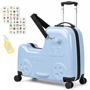22" Kids Ride-On Suitcase with Safety Strap, Multifunctional Kids' Luggage with Double Spinner Wheels, Durable and Lightweight for Boys and Girls Ages 2-10 (Blue, 22-inch) 22" Kids Ride-On Suitcase with Safety Strap, Multifunctional Kids' Luggage with Double Spinner Wheels, Durable and Lightweight for Boys and Girls Ages 2-10 (Blue, 22-inch)