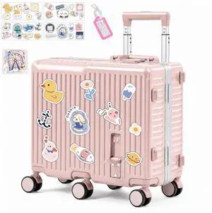 Kids Ride-On Luggage, 20" Aluminum Frame Carry-On with 6 Wheels (Pink) | Premium Construction, 200 lb Capacity, Foldable Footrest, Dual Locks, Easy-Lift Handles & Utility Hook for Family Travel Kids Ride-On Luggage, 20" Aluminum Frame Carry-On with 6 Wheels (Pink) | Premium Construction, 200 lb Capacity, Foldable Footrest, Dual Locks, Easy-Lift Handles & Utility Hook for Family Travel