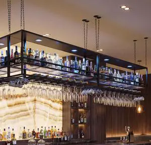 55" Industrial Ceiling Wine Glass Rack with LED, 3-Tier Ceiling Shelf with Wine Glass Holder and Acrylic Shelf, Hanging Wine Rack with Cup Holder for Bar, Home, Cafe (2pcs) 55" Industrial Ceiling Wine Glass Rack with LED, 3-Tier Ceiling Shelf with Wine Glass Holder and Acrylic Shelf, Hanging Wine Rack with Cup Holder for Bar, Home, Cafe (2pcs)