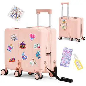 Kids Ride-On Luggage, 20" Hardshell Carry-On Suitcase with 6 Spinner Wheels, Foldable Pedal, Hidden Cup Holder & Combination Lock for Toddlers & Children (Light Pink, 20-inch) Kids Ride-On Luggage, 20" Hardshell Carry-On Suitcase with 6 Spinner Wheels, Foldable Pedal, Hidden Cup Holder & Combination Lock for Toddlers & Children (Light Pink, 20-inch)