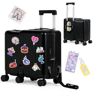 Kids Ride-On Luggage, 20" Hardshell Carry-On Suitcase with 6 Spinner Wheels, Foldable Pedal, Hidden Cup Holder & Combination Lock for Toddlers & Children (Black, 20-inch) Kids Ride-On Luggage, 20" Hardshell Carry-On Suitcase with 6 Spinner Wheels, Foldable Pedal, Hidden Cup Holder & Combination Lock for Toddlers & Children (Black, 20-inch)