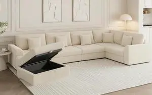 Modular Sectional Sofa, 6-Piece U-Shaped Couch with Storage Ottoman | Oversized Deep Seating, Converts to Sofa Bed, Solid Wood Frame, Soft Corduroy Fabric, Tool-Free Assembly Modular Sectional Sofa, 6-Piece U-Shaped Couch with Storage Ottoman | Oversized Deep Seating, Converts to Sofa Bed, Solid Wood Frame, Soft Corduroy Fabric, Tool-Free Assembly
