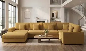 146" Modular Sectional Sofa, 6-Piece U-Shaped Couch with Ottoman | Oversized Deep Seating, Converts to Sofa Bed, Solid Wood Frame, Soft Corduroy Fabric, Tool-Free Assembly 146" Modular Sectional Sofa, 6-Piece U-Shaped Couch with Ottoman | Oversized Deep Seating, Converts to Sofa Bed, Solid Wood Frame, Soft Corduroy Fabric, Tool-Free Assembly