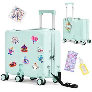 Kids Ride-On Luggage, 20" Hardshell Carry-On Suitcase with 6 Spinner Wheels, Foldable Pedal, Hidden Cup Holder & Combination Lock for Toddlers & Children (Green, 20-inch) Kids Ride-On Luggage, 20" Hardshell Carry-On Suitcase with 6 Spinner Wheels, Foldable Pedal, Hidden Cup Holder & Combination Lock for Toddlers & Children (Green, 20-inch)