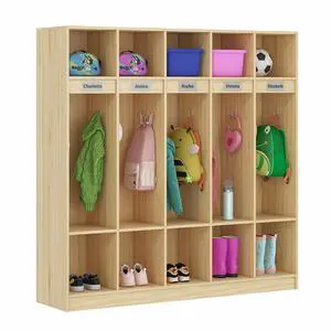 5-Section Classroom Coat Locker with 10 Cubbies, Daycare Cubbies with 10 Hooks, Kindergarten Lockers for Home, School, Nursery 5-Section Classroom Coat Locker with 10 Cubbies, Daycare Cubbies with 10 Hooks, Kindergarten Lockers for Home, School, Nursery