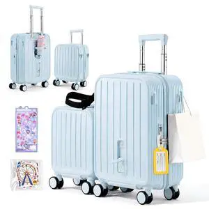 Ride On Suitcase for Kids 2 Piece Carry On Luggage Set (Light Blue) | 20"+ 14" Toddler Ride on Suitcase Set, ABS+PC HardShell, Silent Spinner Wheels, Safety Belt, Foldable Cup Holder Ride On Suitcase for Kids 2 Piece Carry On Luggage Set (Light Blue) | 20"+ 14" Toddler Ride on Suitcase Set, ABS+PC HardShell, Silent Spinner Wheels, Safety Belt, Foldable Cup Holder