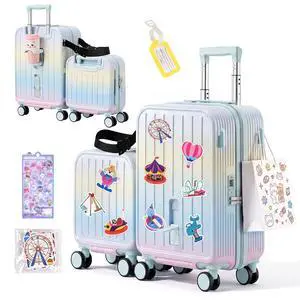 Ride On Suitcase for Kids 2 Piece Carry On Luggage Set (Macaron Gradient) | 20"+ 14" Toddler Ride on Suitcase Set, ABS+PC HardShell, Silent Spinner Wheels, Safety Belt, Foldable Cup Holder Ride On Suitcase for Kids 2 Piece Carry On Luggage Set (Macaron Gradient) | 20"+ 14" Toddler Ride on Suitcase Set, ABS+PC HardShell, Silent Spinner Wheels, Safety Belt, Foldable Cup Holder