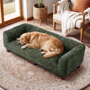 Dog Couch Sofa for Large & Extra Large Dogs, Elevated Pet Bed with Legs, Button Tufted Chenille Dog Couch with Backrest and Armrests, Modern Indoor Dog Furniture (Green, XL - 47" x 24" x 15") Dog Couch Sofa for Large & Extra Large Dogs, Elevated Pet Bed with Legs, Button Tufted Chenille Dog Couch with Backrest and Armrests, Modern Indoor Dog Furniture (Green, XL - 47" x 24" x 15")