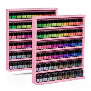 Wood Nail Polish Rack 2 Packs, Wall Mount Nail Polish Organizer, 6 Layers Nail Salon Storage Display Shelves Perfume Essential Oil Bottles Holder w/Acrylic Baffle, Pink Wood Nail Polish Rack 2 Packs, Wall Mount Nail Polish Organizer, 6 Layers Nail Salon Storage Display Shelves Perfume Essential Oil Bottles Holder w/Acrylic Baffle, Pink