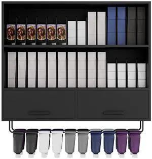 Wall Mount Hair Color Organizer Rack with Removable Dividers, Hair Color Bar Wall Shelf Cabinet for Dye Storage and Display, Holds 160+ Tubes for Barbershop Beauty Spa, Black Wall Mount Hair Color Organizer Rack with Removable Dividers, Hair Color Bar Wall Shelf Cabinet for Dye Storage and Display, Holds 160+ Tubes for Barbershop Beauty Spa, Black