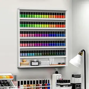 Wood Nail Polish Rack, 6 Tiers Nail Polish Storage & Display Shelf (White) | Wall Mount Nail Polish Organizer with Acrylic Baffles, Perfume Bottles Essential Oil Holder for Home & Salon, White Wood Nail Polish Rack, 6 Tiers Nail Polish Storage & Display Shelf (White) | Wall Mount Nail Polish Organizer with Acrylic Baffles, Perfume Bottles Essential Oil Holder for Home & Salon, White