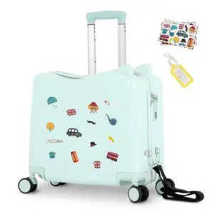 20" Kids Ride-On Suitcase with Rope, Carry-On Luggage with TSA Lock | PVC Hardshell, Waterproof & Wear-resistant, 360° Silent Wheels, Telescopic Handle, Airline Carry-on Size, Cute Ear Design 20" Kids Ride-On Suitcase with Rope, Carry-On Luggage with TSA Lock | PVC Hardshell, Waterproof & Wear-resistant, 360° Silent Wheels, Telescopic Handle, Airline Carry-on Size, Cute Ear Design