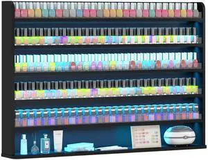 Wood Nail Polish Rack Display, 6 Tiers Nail Polish Wall Organizer, Black | Wall Mounted Nail Polish Storage & Display Shelf, 6 Layers Wall Mount Nail Polish Holder Wall, LED Light, Acrylic Baffle Wood Nail Polish Rack Display, 6 Tiers Nail Polish Wall Organizer, Black | Wall Mounted Nail Polish Storage & Display Shelf, 6 Layers Wall Mount Nail Polish Holder Wall, LED Light, Acrylic Baffle