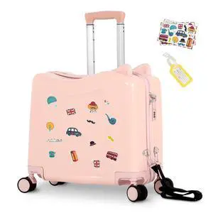 20" Kids Ride-On Suitcase with Rope, Carry-On Luggage with TSA Lock | PVC Hardshell, Waterproof & Wear-resistant, 360° Silent Wheels, Telescopic Handle, Airline Carry-on Size, Cute Ear Design 20" Kids Ride-On Suitcase with Rope, Carry-On Luggage with TSA Lock | PVC Hardshell, Waterproof & Wear-resistant, 360° Silent Wheels, Telescopic Handle, Airline Carry-on Size, Cute Ear Design