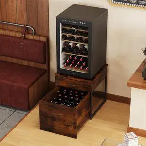 Mini Fridge Stand with Storage, Heavy Duty Mini Fridge Table with Rolling Cabinet, 250LBS Capacity Tabletop with Lockable Wheel for Dorm, Home, Office, Bedroom (Brown) Mini Fridge Stand with Storage, Heavy Duty Mini Fridge Table with Rolling Cabinet, 250LBS Capacity Tabletop with Lockable Wheel for Dorm, Home, Office, Bedroom (Brown)