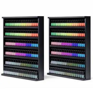 Wood Nail Polish Rack 2 Packs, Wall Mount Nail Polish Organizer, 6 Layers Nail Salon Storage Display Shelves Perfume Essential Oil Bottles Holder w/Acrylic Baffle, Black Wood Nail Polish Rack 2 Packs, Wall Mount Nail Polish Organizer, 6 Layers Nail Salon Storage Display Shelves Perfume Essential Oil Bottles Holder w/Acrylic Baffle, Black