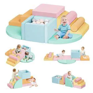 12 PCS Foam Climbing Blocks for Toddlers with Ball Pit, Safe Soft Play Gym SetBaby Kids' Indoor Playground Foam Blocks for Crawling, Climbing Motor Skills DevelopmentColorful 12 PCS Foam Climbing Blocks for Toddlers with Ball Pit, Safe Soft Play Gym SetBaby Kids' Indoor Playground Foam Blocks for Crawling, Climbing Motor Skills DevelopmentColorful