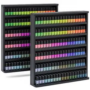 Wood Nail Polish Organizer, Wall Mount Polish Rack w/Acrylic Baffles, 6 Layers Nail Salon Storage Display Shelf, Holds 120+Bottles Perfume Essential Oil, 2 Packs, Black Wood Nail Polish Organizer, Wall Mount Polish Rack w/Acrylic Baffles, 6 Layers Nail Salon Storage Display Shelf, Holds 120+Bottles Perfume Essential Oil, 2 Packs, Black