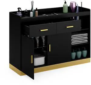 Salon Storage Cabinet Barber Station, Free Standing Hair Styling Station with Drawers, Hair Dryer Holders and Adjustable Shelves, Beauty Salon Spa Equipment Salon Storage Cabinet Barber Station, Free Standing Hair Styling Station with Drawers, Hair Dryer Holders and Adjustable Shelves, Beauty Salon Spa Equipment