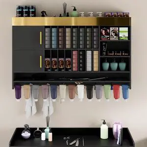 Hair Color Organizer Rack, Wall Mounted Salon Station with Storage Cabinet and Adjustable Shelves, Holds 100+ Hair Dye Tubes, Barbershop Beauty and Spa Furniture Hair Color Organizer Rack, Wall Mounted Salon Station with Storage Cabinet and Adjustable Shelves, Holds 100+ Hair Dye Tubes, Barbershop Beauty and Spa Furniture