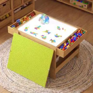 5-in-1 Light Table for Kids with Reversible Tabletop & Storage Space | Sensory Activity Table, Reversible Tabletop with Building Block & Painting Surface, 3-Color Light Box for Preschool Playroom 5-in-1 Light Table for Kids with Reversible Tabletop & Storage Space | Sensory Activity Table, Reversible Tabletop with Building Block & Painting Surface, 3-Color Light Box for Preschool Playroom
