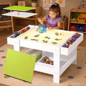 5-in-1 Light Table for Kids with Reversible Tabletop & Storage Space | Sensory Activity Table, Reversible Tabletop with Building Block & Painting Surface, 3-Color Light Box for Preschool Playroom 5-in-1 Light Table for Kids with Reversible Tabletop & Storage Space | Sensory Activity Table, Reversible Tabletop with Building Block & Painting Surface, 3-Color Light Box for Preschool Playroom