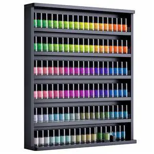 Wood Nail Polish Organizer, Wall Mount Polish Rack w/Acrylic Baffles, 6 Layers Nail Salon Storage Display Shelf, Holds 120+Bottles Perfume Essential Oil, Black Wood Nail Polish Organizer, Wall Mount Polish Rack w/Acrylic Baffles, 6 Layers Nail Salon Storage Display Shelf, Holds 120+Bottles Perfume Essential Oil, Black